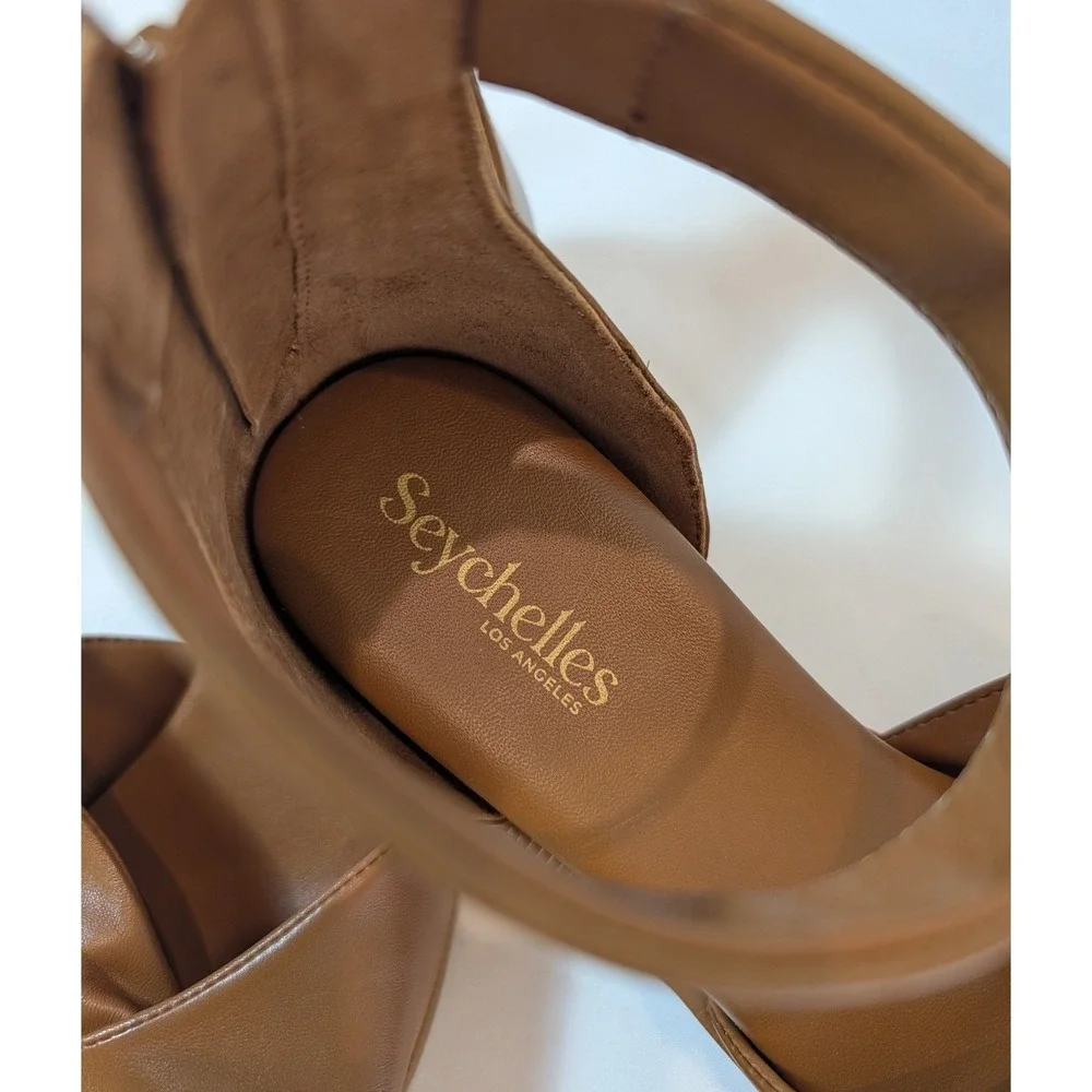 Seychelles Brown Leather Ankle-Strap Flat Sandals